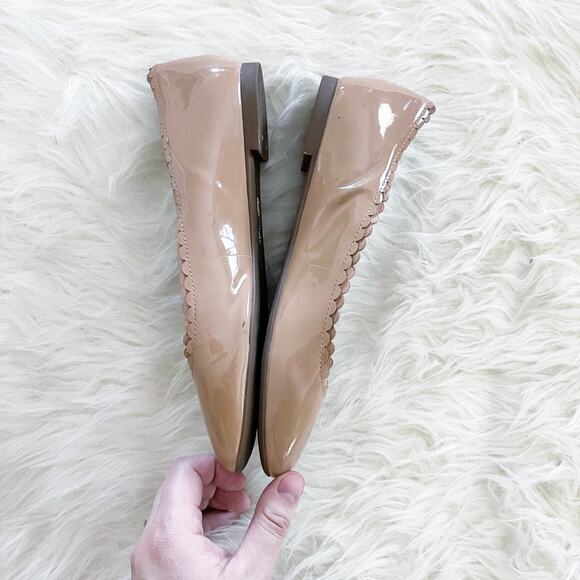 Louise et Cie Caynlee Tan Patent Leather Scallop Edge Ballet Flats - Picture 5 of 9